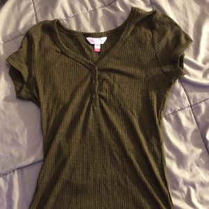 green three button t-shirt